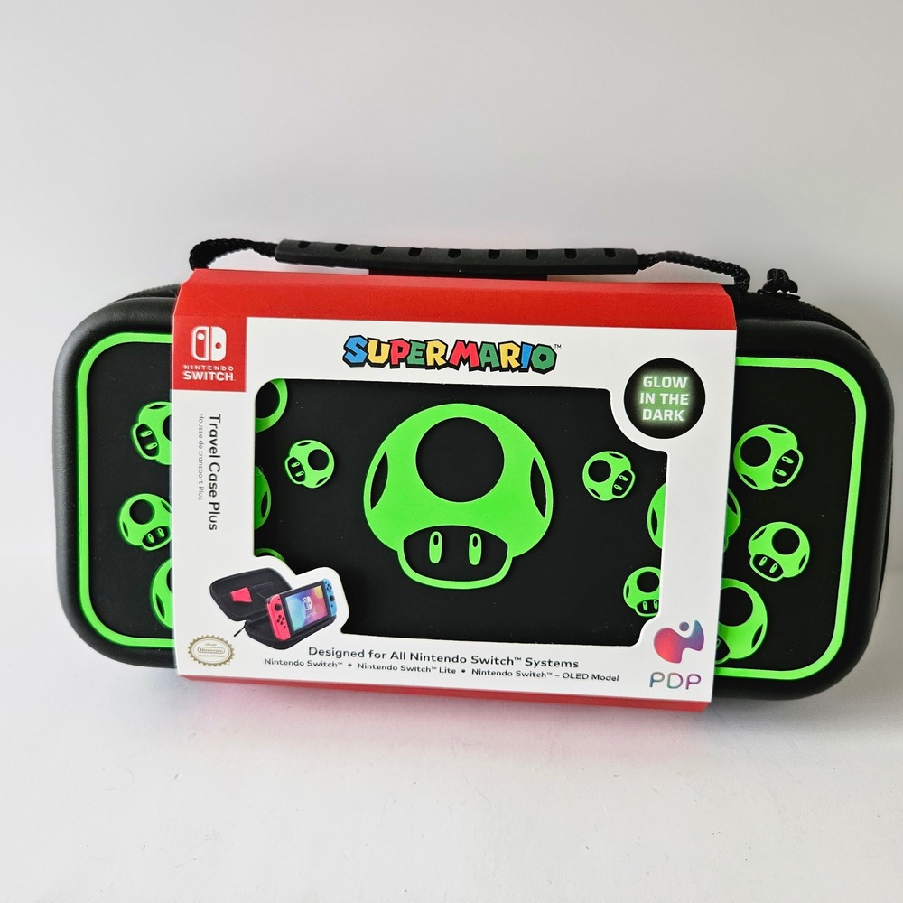 Nintendo Switch Case Super Mario 1 UP Mushroom PDP Glow In the Dark - NEW